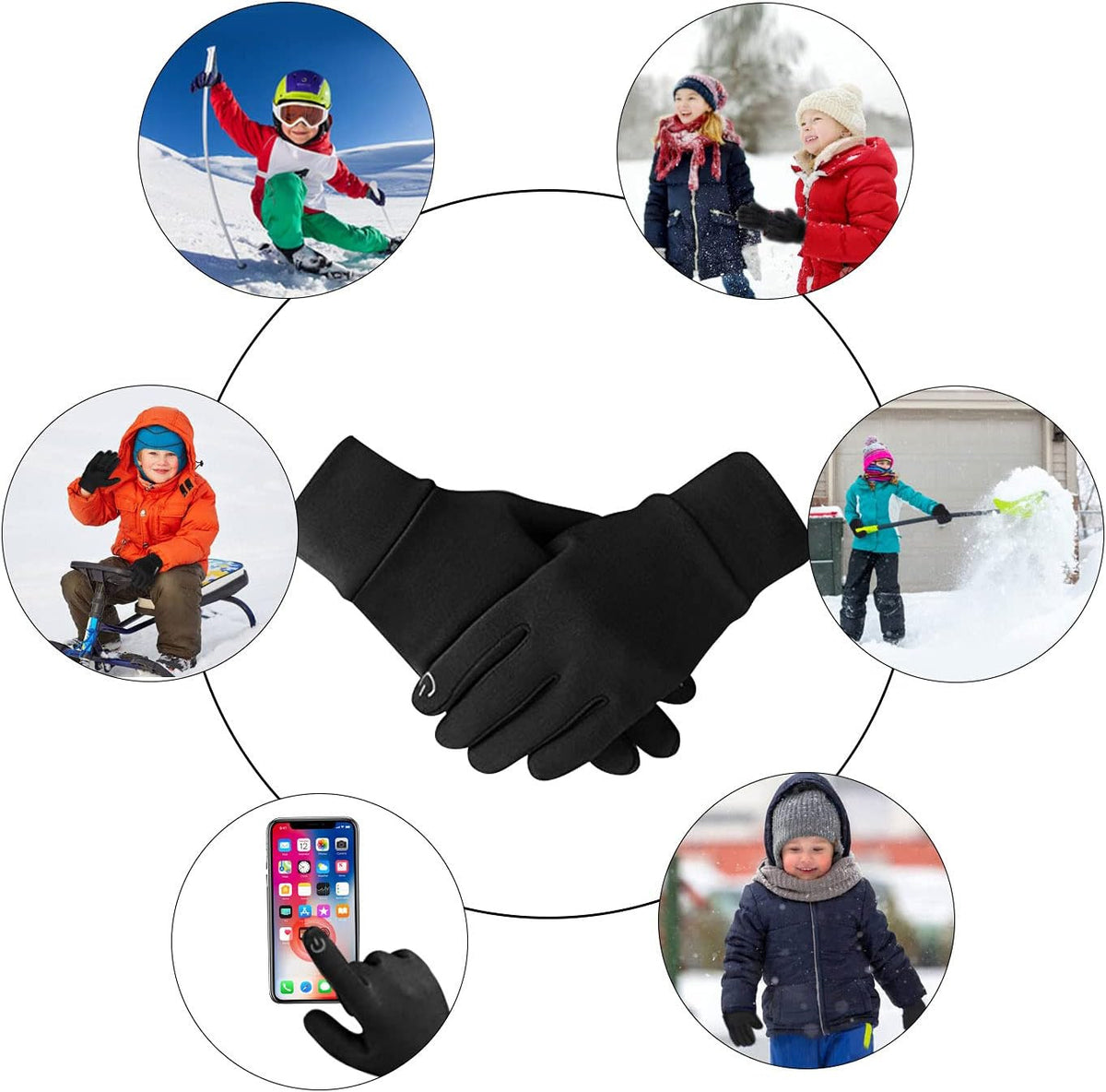 Kids Winter Waterproof Gloves with Fleece Lining - Touchscreen & Anti-Slip