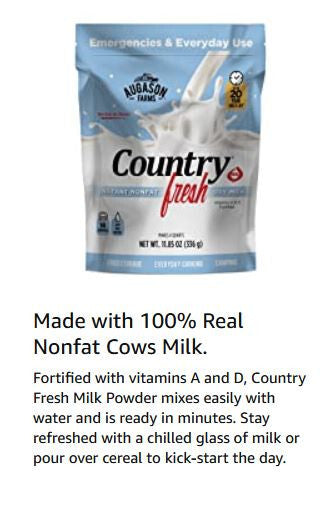 Emergency Powdered Milk - Long Shelf Life Nonfat Milk for Food Storage
