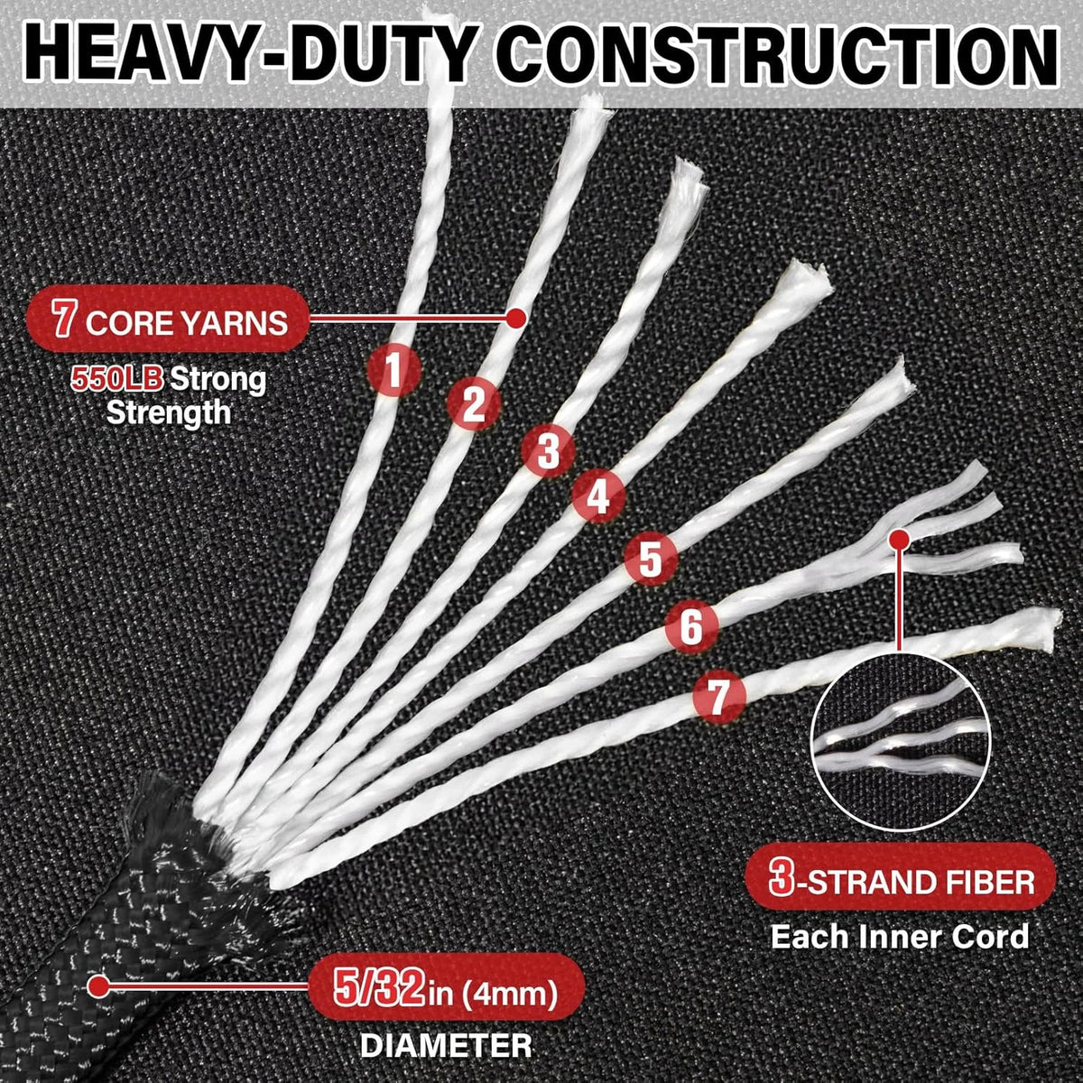 Heavy Duty Paracord Rope 550 lb - 100ft 4mm Survival Cord for Camping & Outdoor