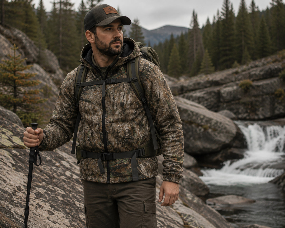 Insulated Camo Cotton Twill Jacket for Men - Quilted Lining, Mossy Oak Pattern