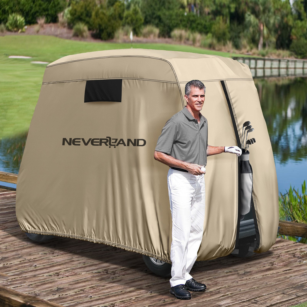 Waterproof Golf Cart Cover with Extended Roof and Storage Bag