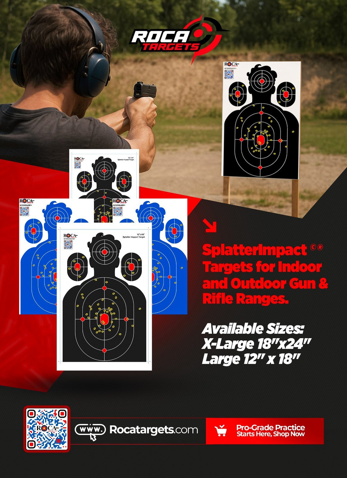 Reactively Impact Target Set - 12x18 Inch Silhouette Shooting Targets, 20 Pack