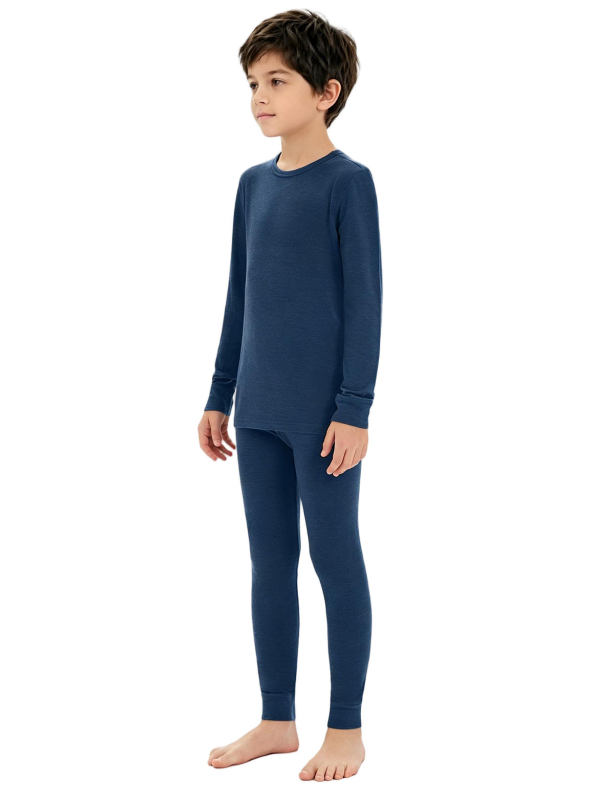 Kids Merino Wool Base Layer Set - Thermal Long Johns & Top for Boys Girls