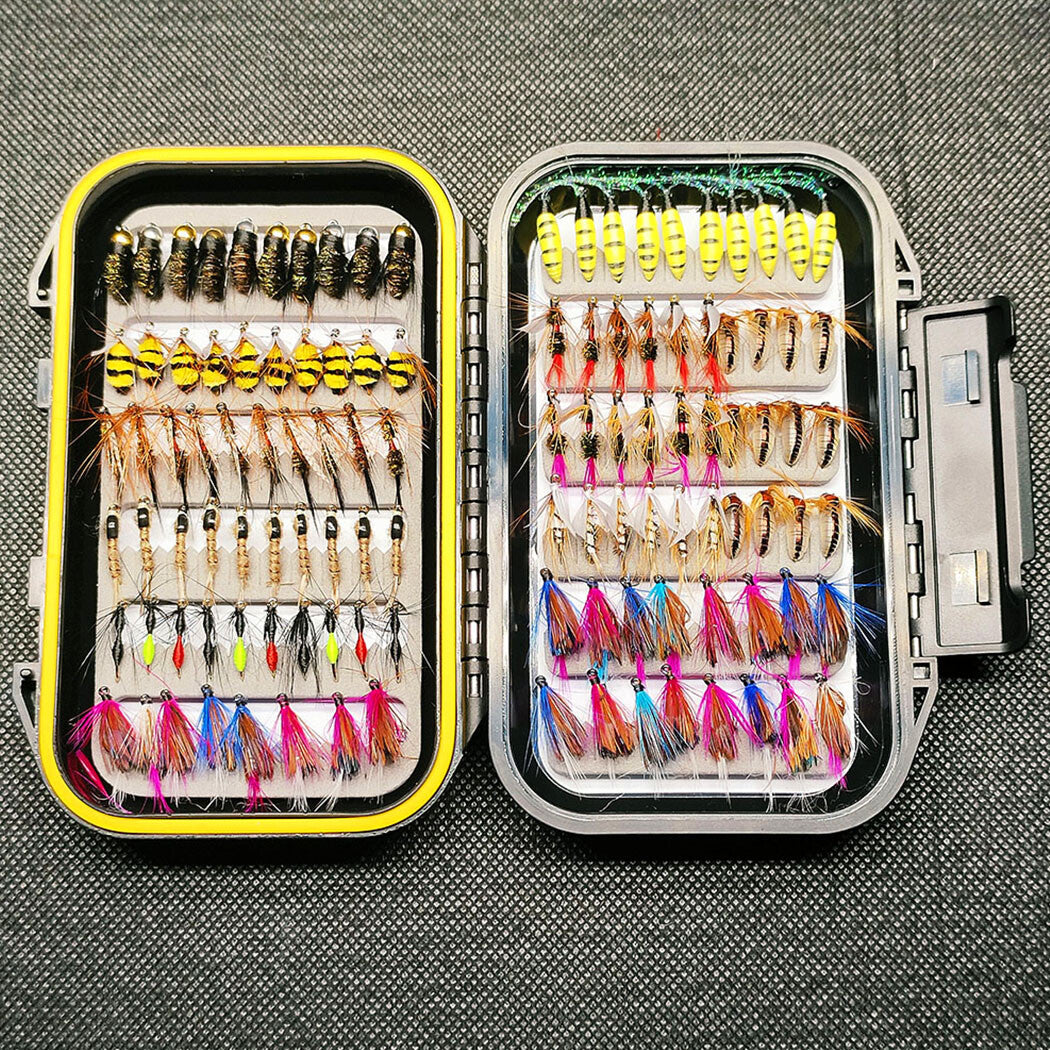 114Pcs Fly Fishing Lure Set for Trout Bass Salmon Steelhead with Box