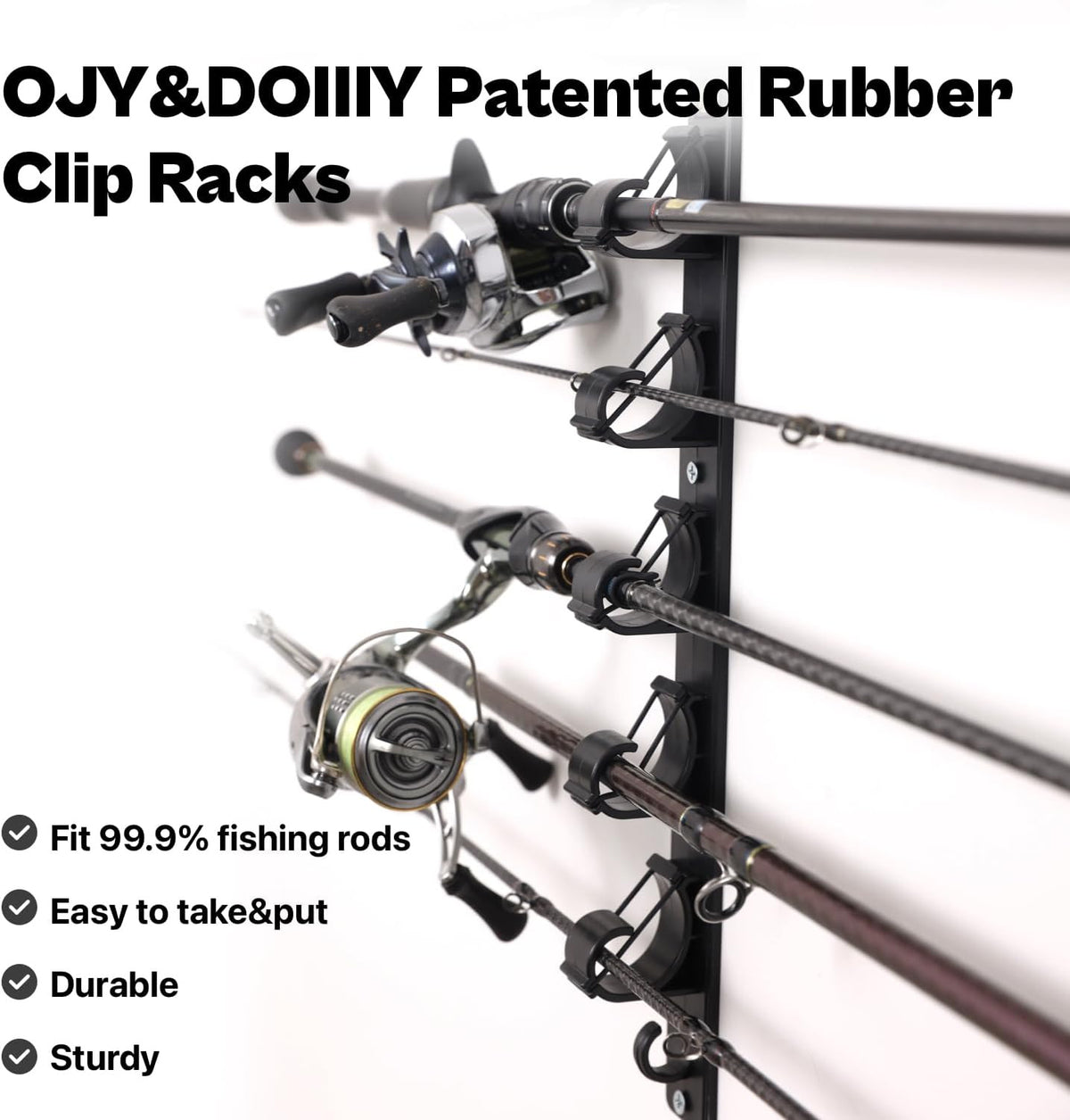 Wall Mount Fishing Rod Holder Rack - Horizontal & Ceiling Storage for Garage