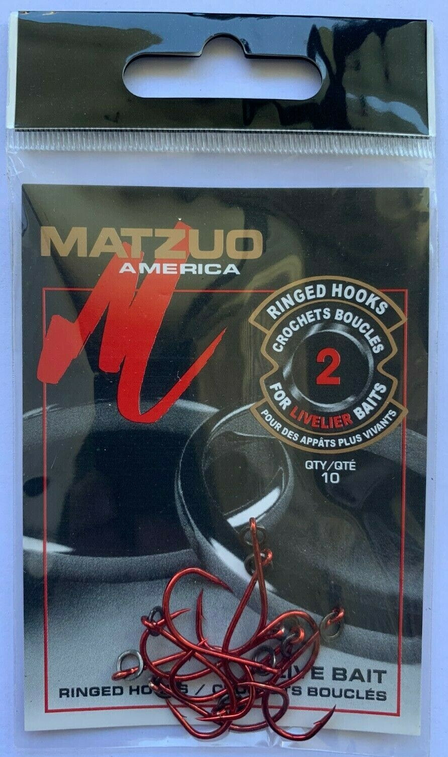 Matzuo R127061 Red Ringed Octopus Live Bait Fish Hooks Size 2 - Pack of 100