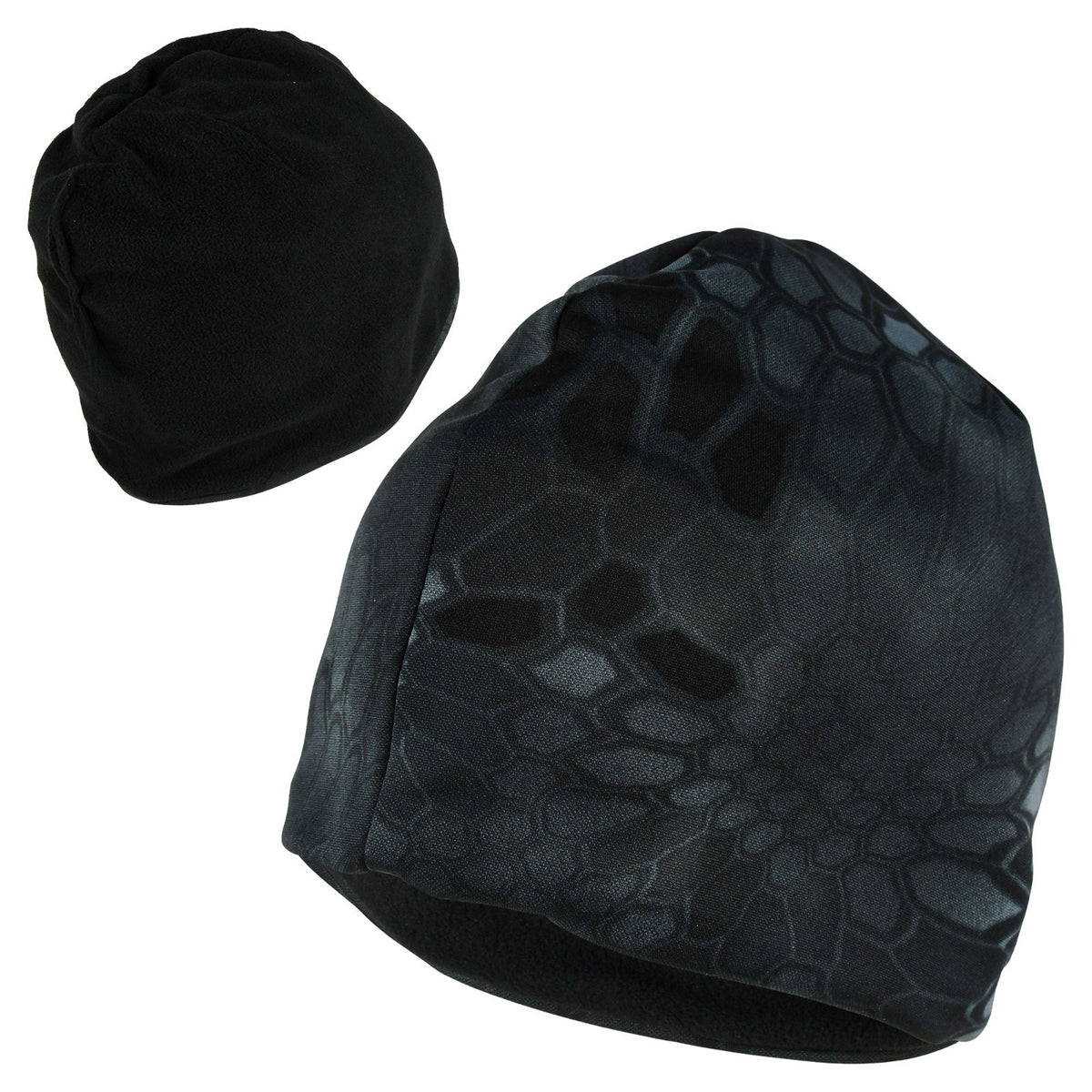 Reversible Polyester Beanie Hat for Cold Weather - Typhon Black/Black