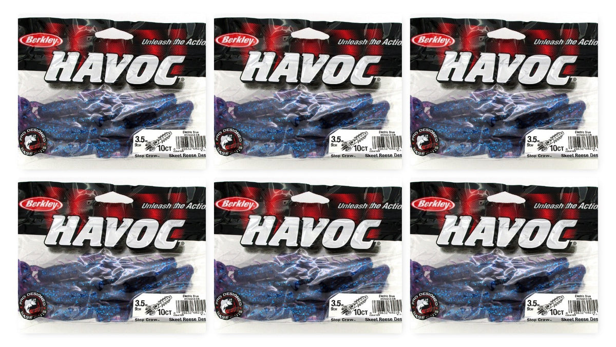 Berkley Havoc Skeet Reece Slop Craw Baits - Electric Blue, Pack of 60