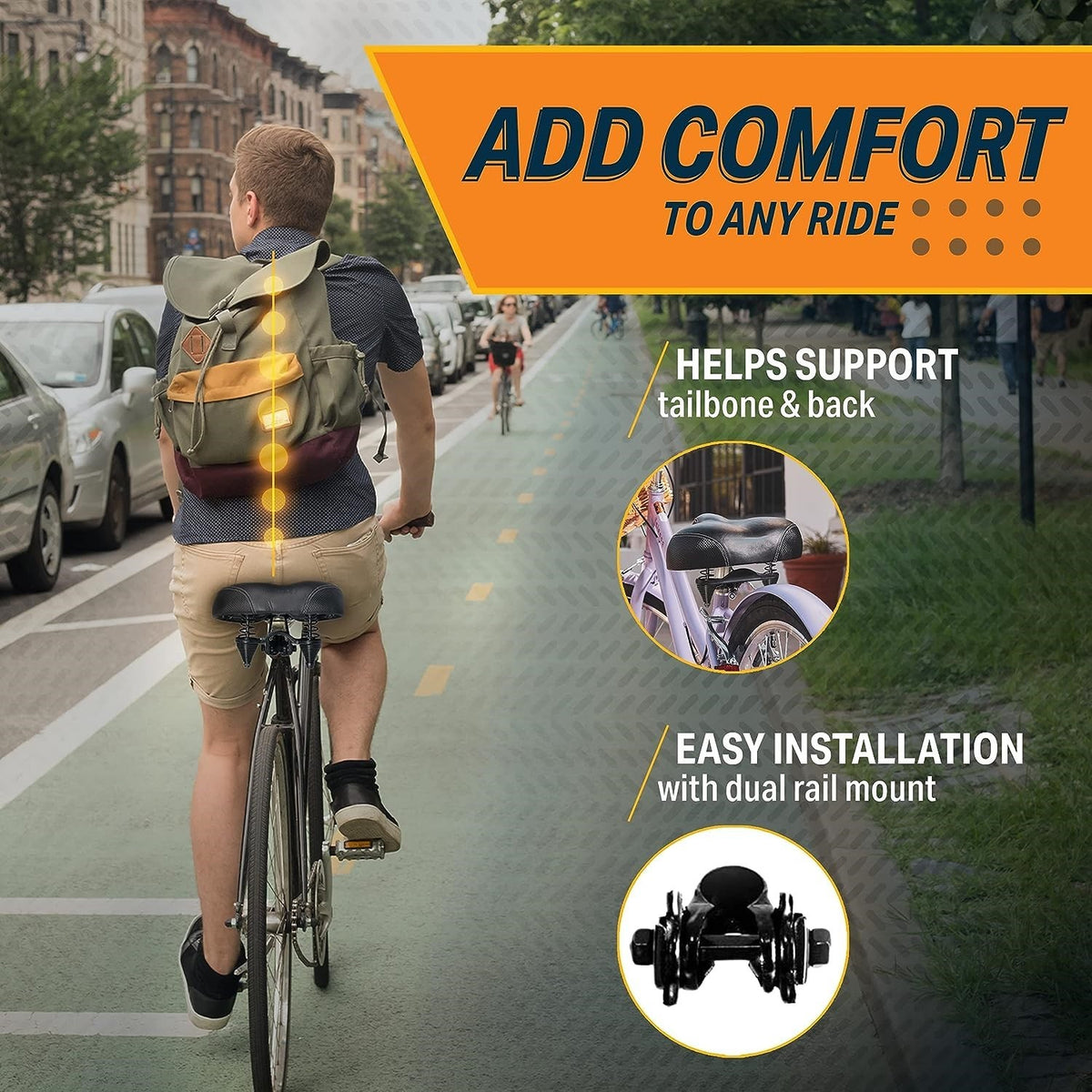 Oversized Bicycle Seat for Men & Women Extra Wide Soft Cushion Comfortable Bike Saddle