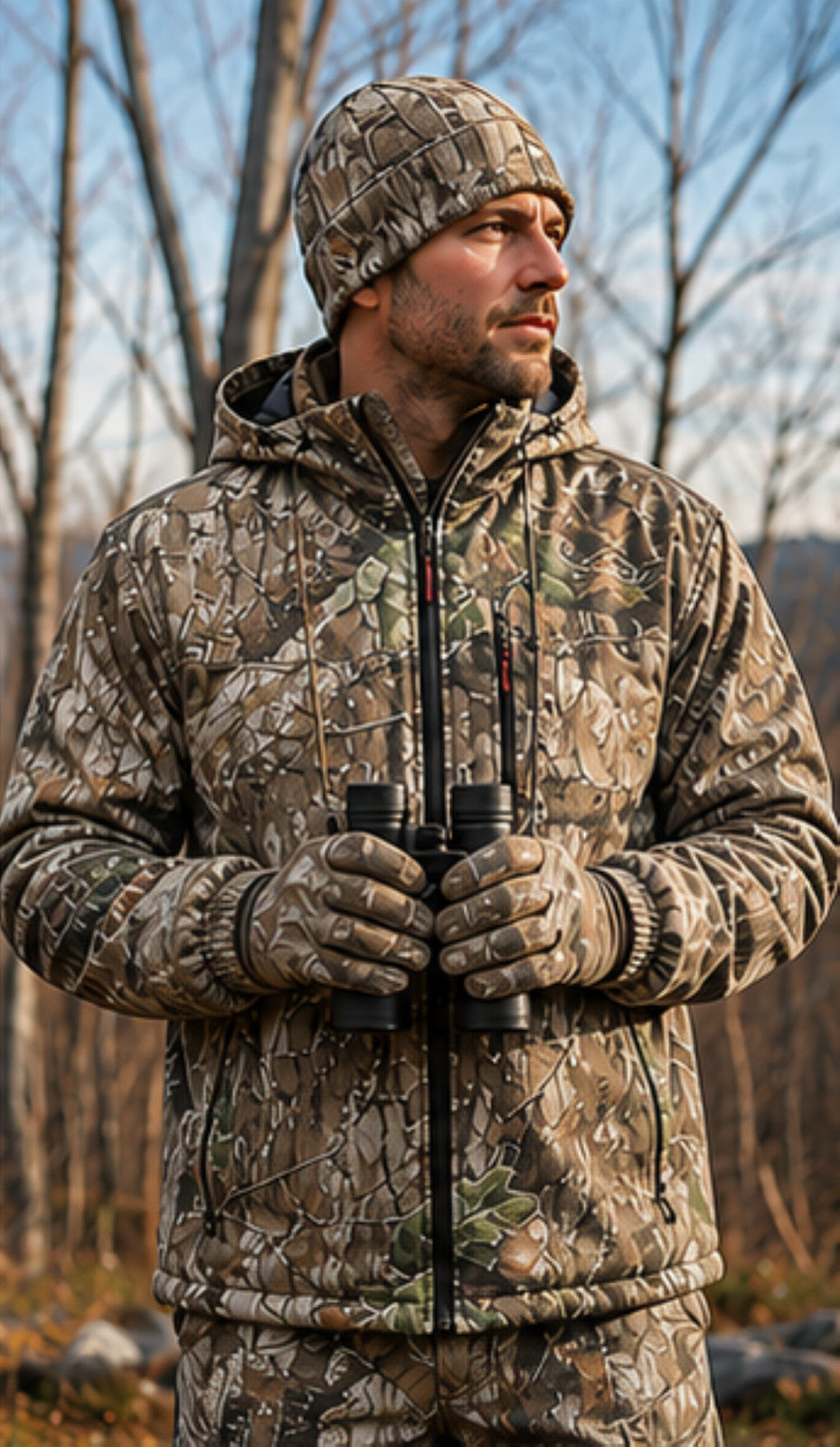 Insulated Camo Cotton Twill Jacket for Men - Quilted Lining, Mossy Oak Pattern
