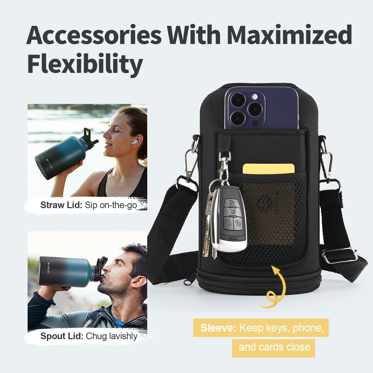 64 oz Insulated Stainless Steel Water Bottle with Straw, Leakproof Hydration Flask
