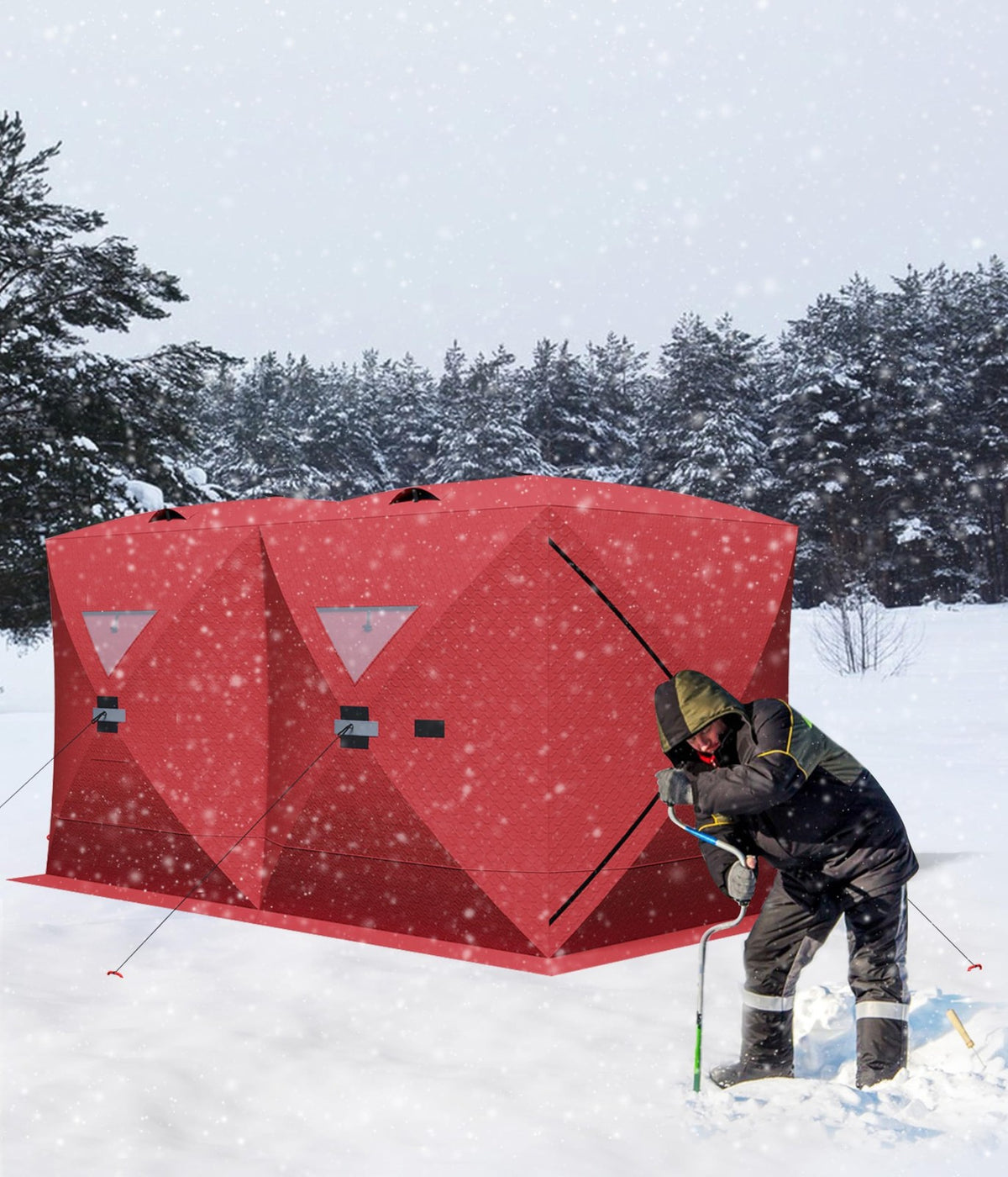 Insulated Pop Up Ice Fishing Shelter for 4-6 People, 210D Oxford Fabric