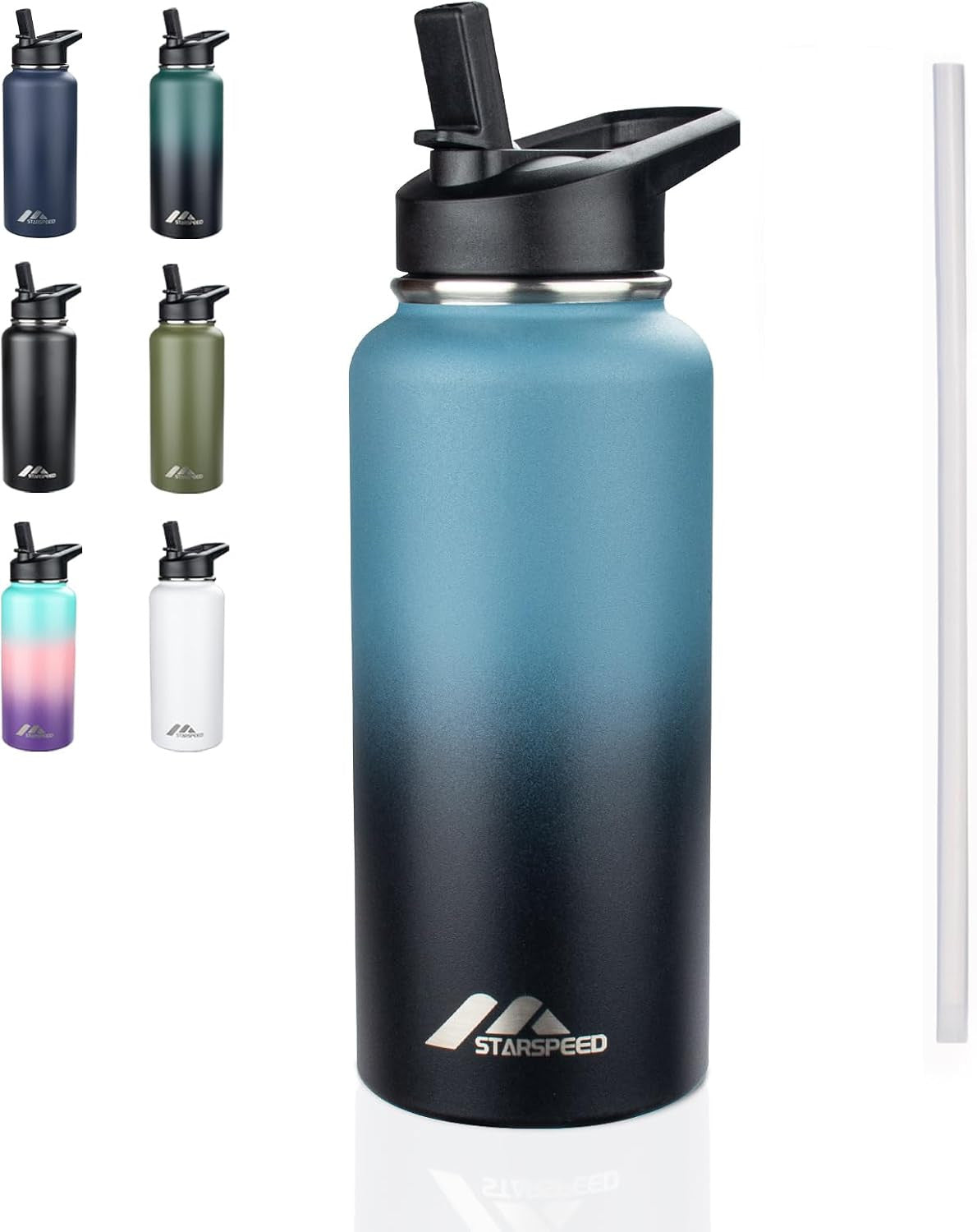 Insulated Water Bottle 32oz with Straw Lid - Double Wall Vacuum Stainless Steel