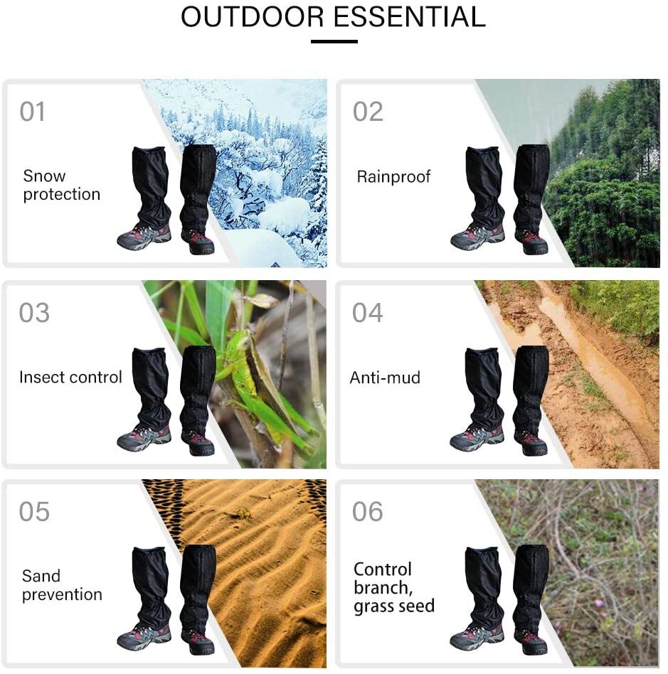 Waterproof Hiking Gaiters Leg Covers for Outdoor & Snow Protection