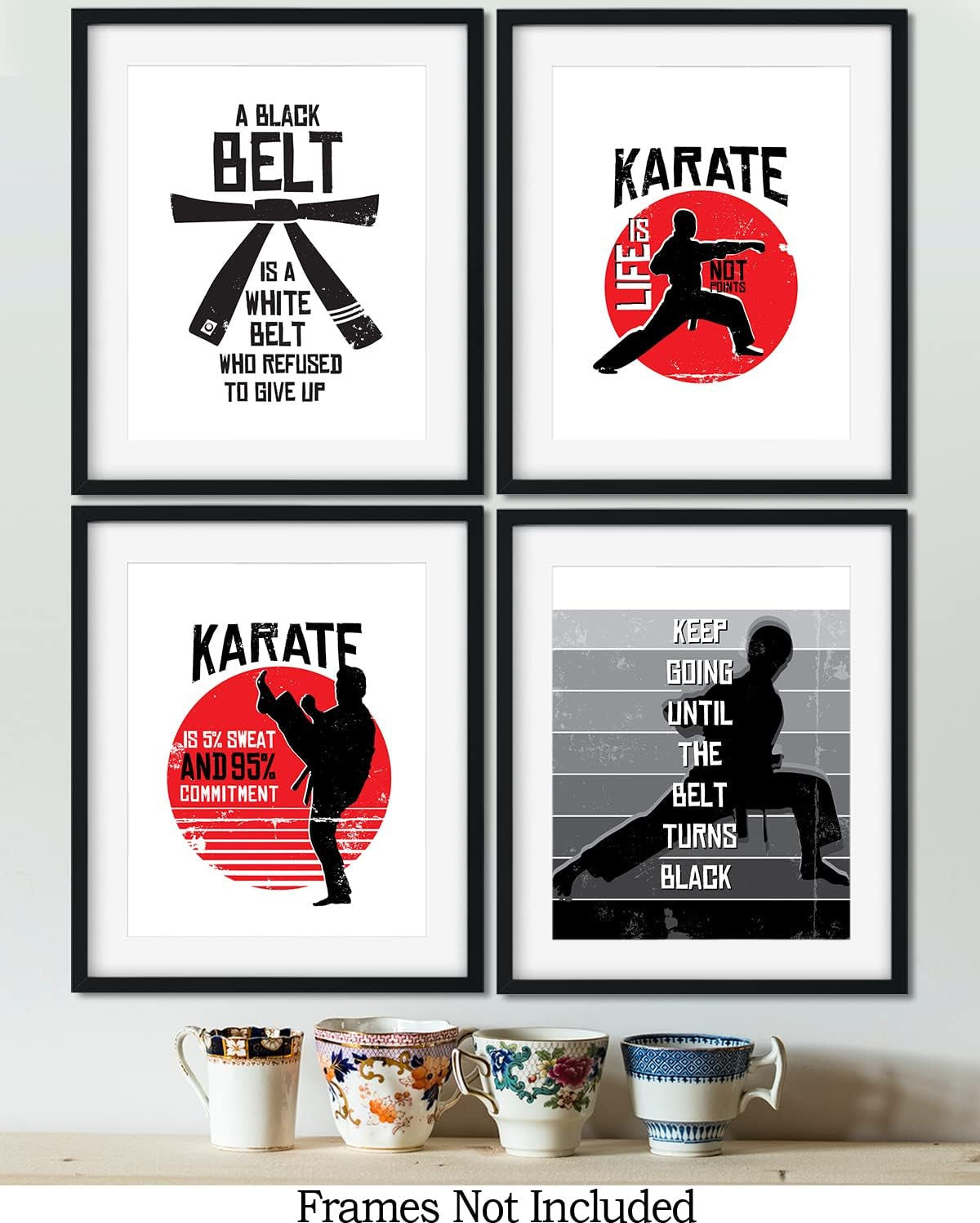 Martial Arts Wall Decor Set of 4 - Jujitsu, Taekwondo, Judo, MMA