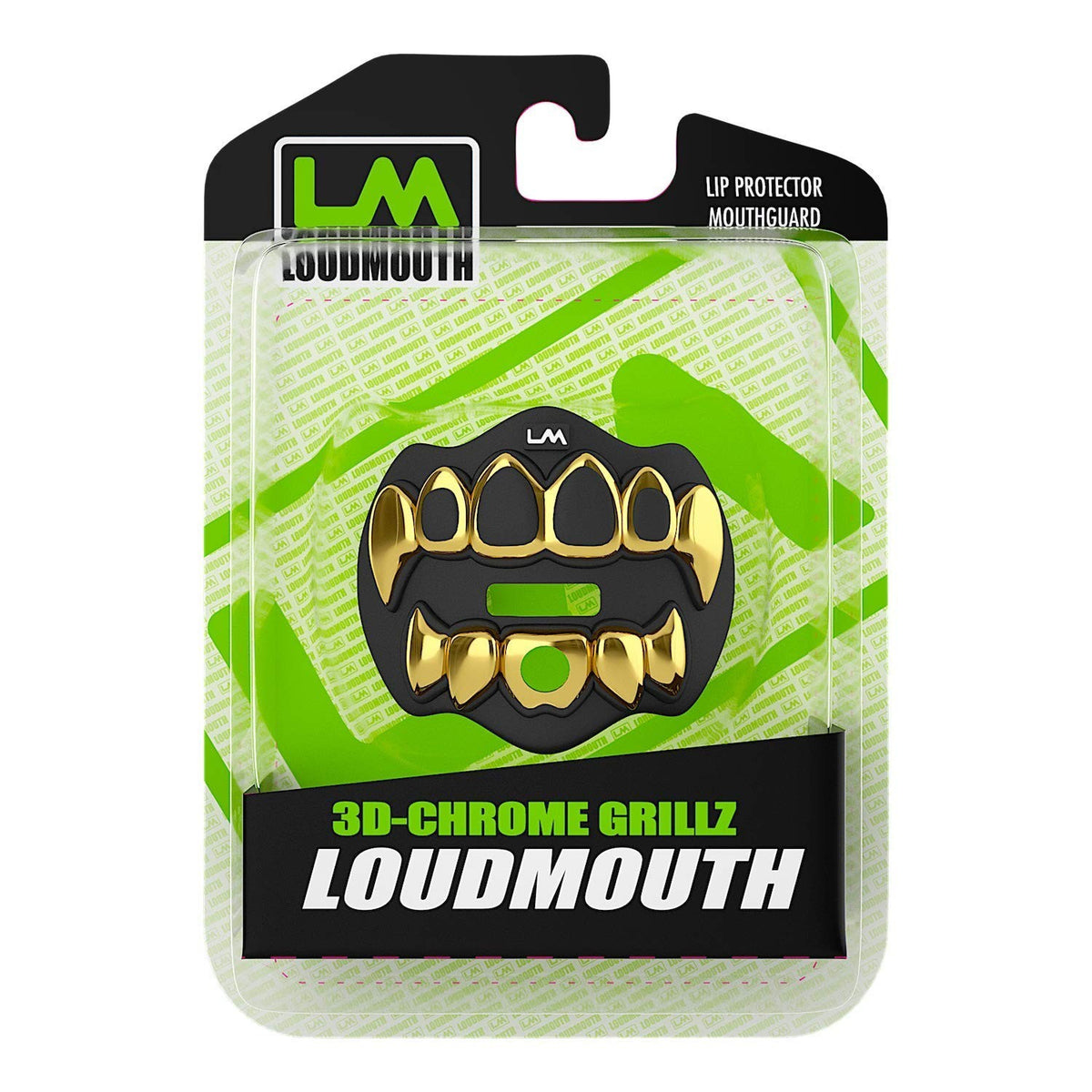 3D Chrome Grillz Football Mouth Guard - Black & Gold Sports Mouthpiece