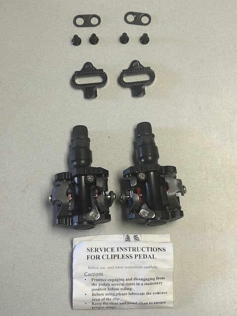 SPD Style Clipless Pedals for Bicycle Pair with Cleats and Hardware