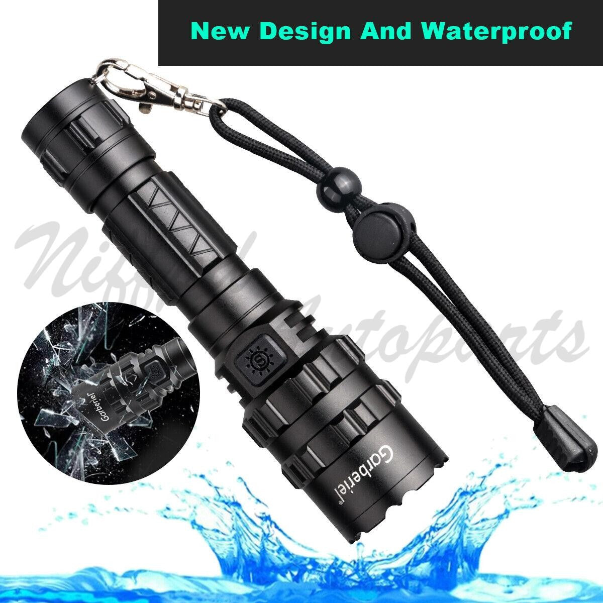 High Power Tactical LED Flashlight with Rechargeable Battery, IP6 Waterproof