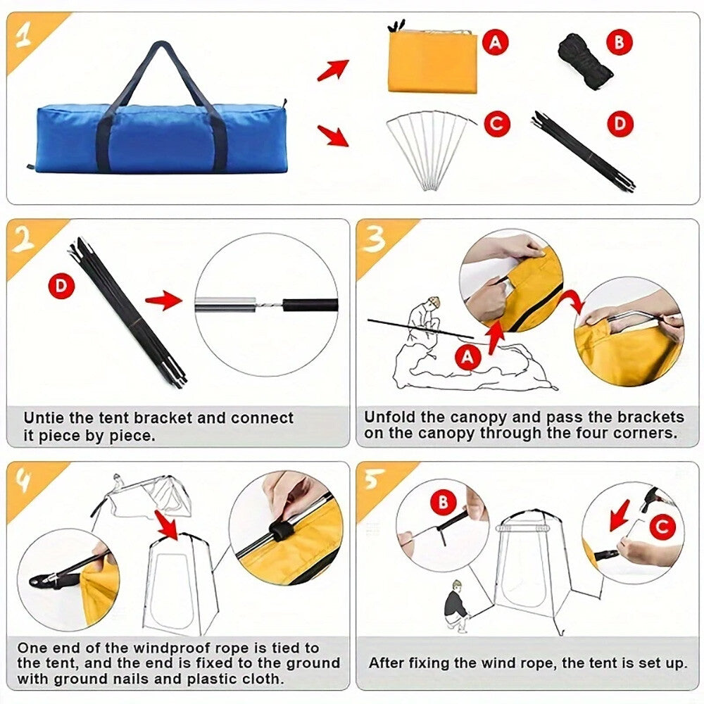 Portable Privacy Shower Tent & Folding Toilet for Outdoor Camping