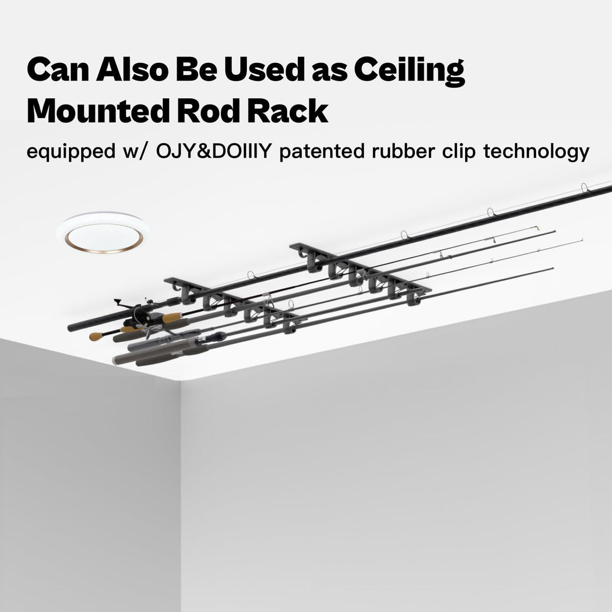 Wall Mount Fishing Rod Holder Rack - Horizontal & Ceiling Storage for Garage