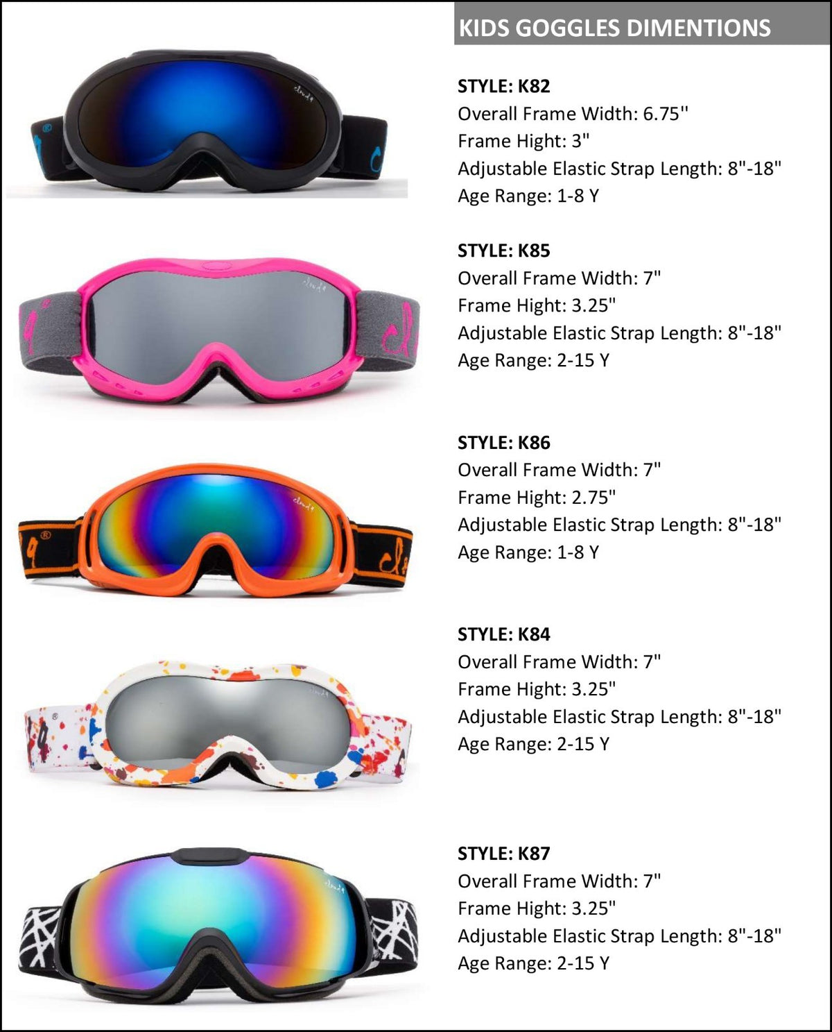 Kids Snow Ski Goggles Dual Lens Youth Ski Goggle with Pouch - Multiple Colors