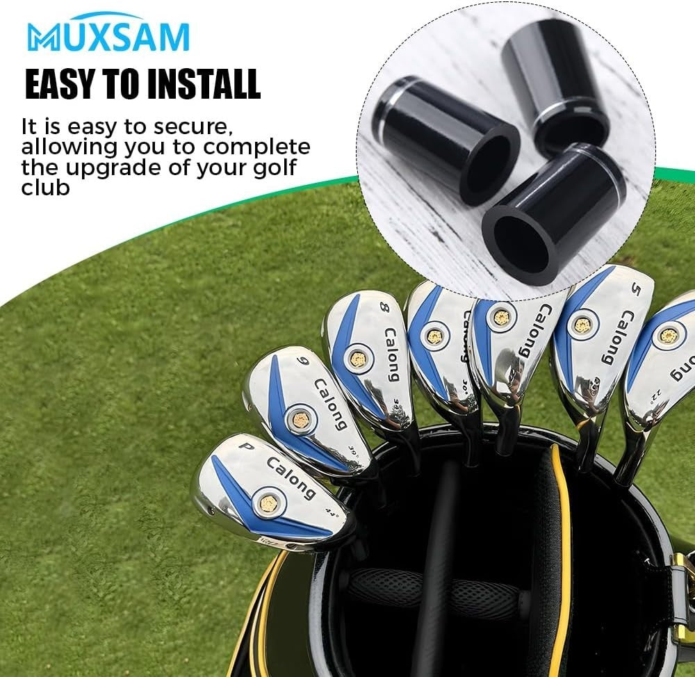 Golf Ferrules Set - 10 Black Tapered with Silver Ring for Irons
