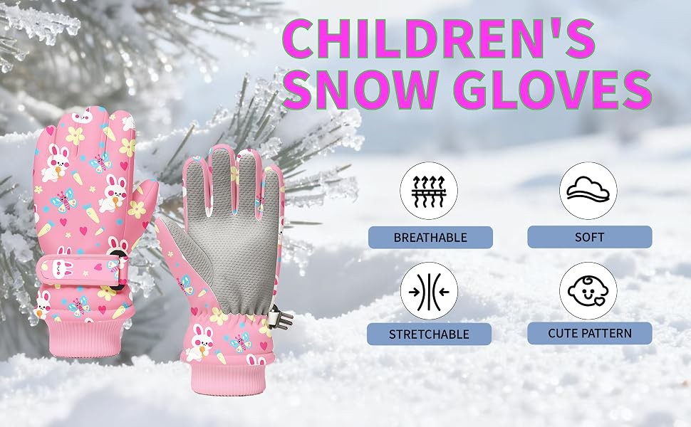 Kids Winter Snow Ski Gloves Waterproof Insulated Outdoor Snowboarding