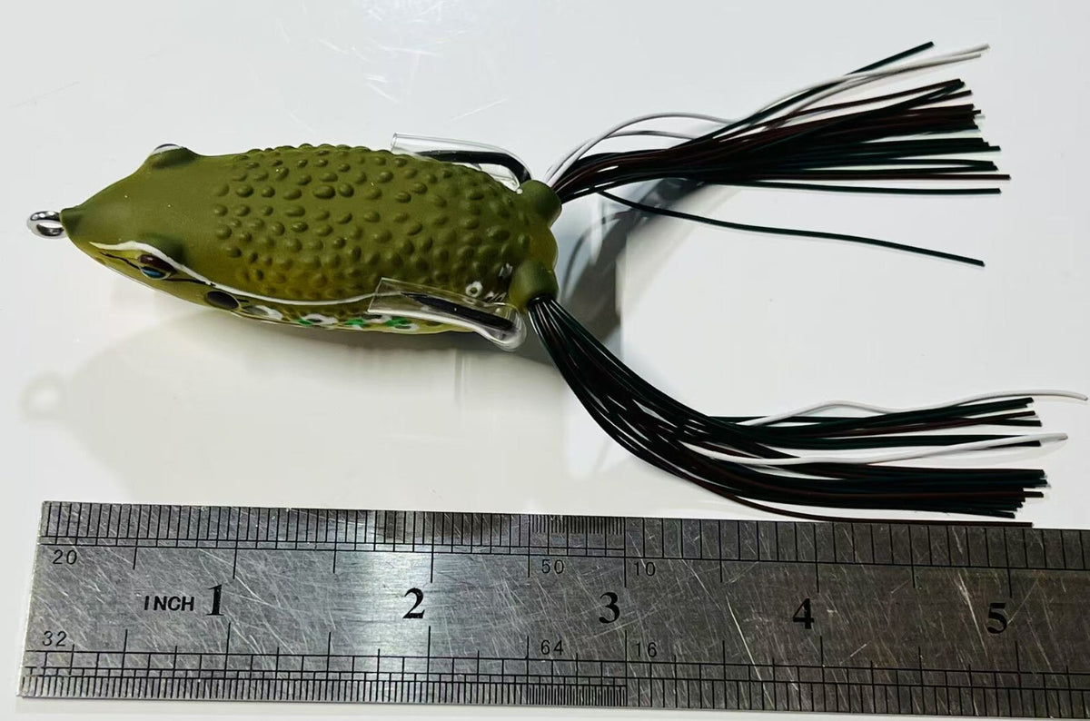 Bass Fishing Frog Lure - Eco Toad Hollow Body Soft Rubber Bait with Hooks