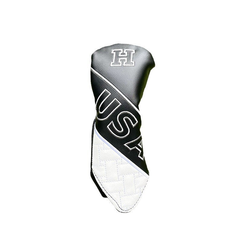 USA Pattern Golf Head Covers Set for Fairway Wood and Hybrid Clubs - Durable PU Leather