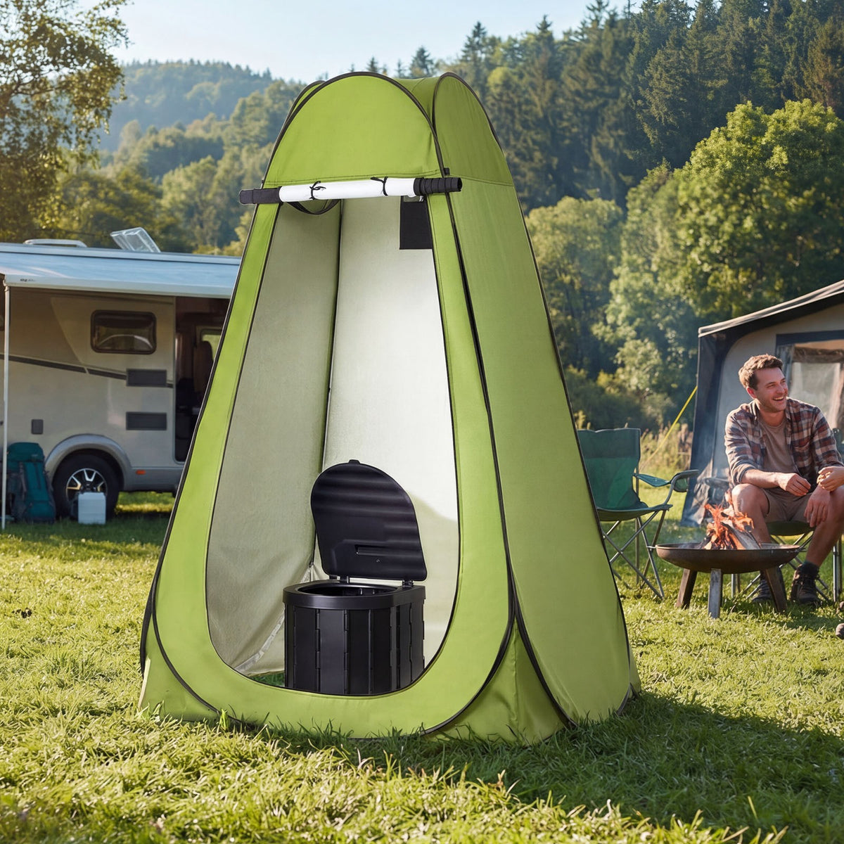 Portable Camping Toilet with Pop-Up Privacy Tent Foldable Outdoor Potty Kit