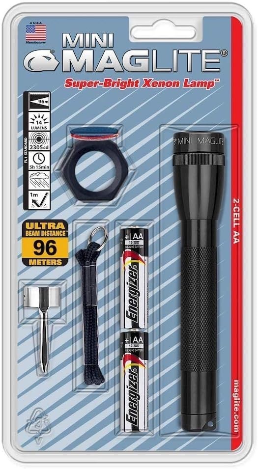 Mini Flashlight with Lens Filters - Super Bright Xenon Bulb, Compact & Durable