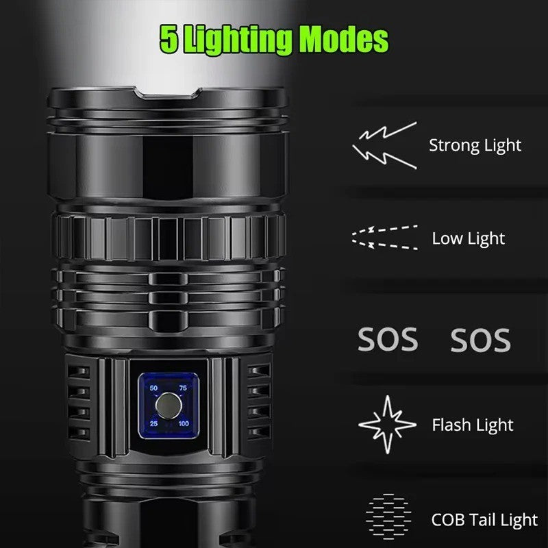 Rechargeable LED Flashlight Tactical Torch Zoomable Waterproof Camping Hunting