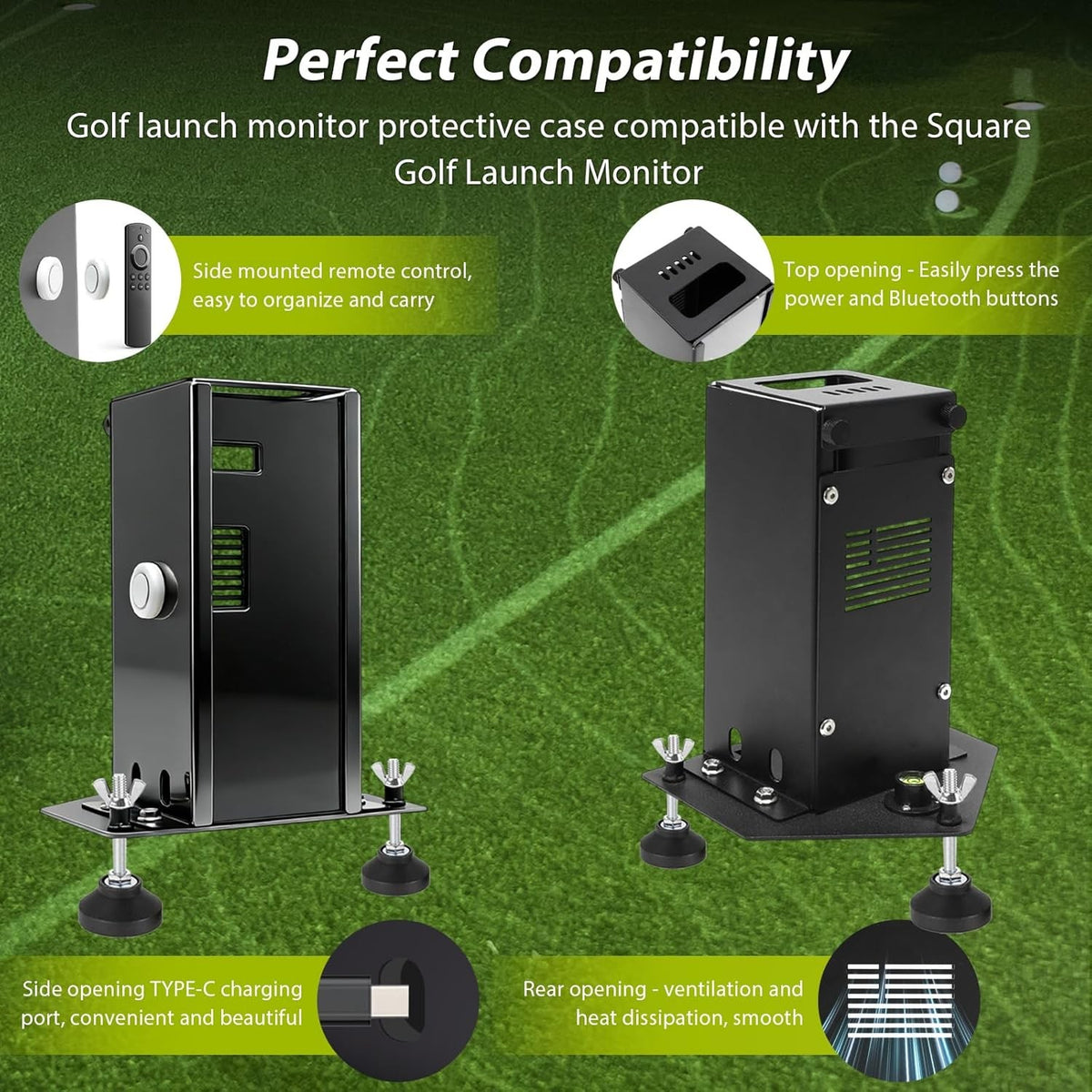 Metal Protective Shield for Square Golf Launch Monitor - Impact-Resistant Cover
