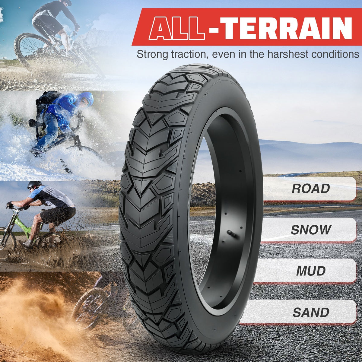 Fat Bike Tire 20x4.0 Inch - Mountain Snow Off-Road Fat Tire Set