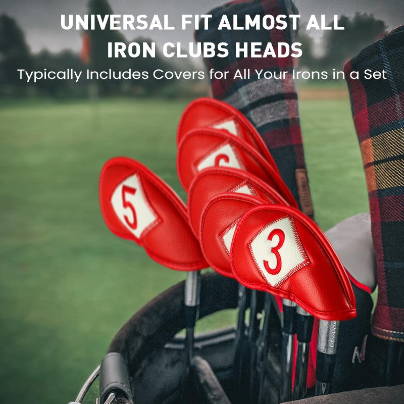 Golf Head Covers Set - 12 Pieces with Embroidered Labels for Irons and Wedges