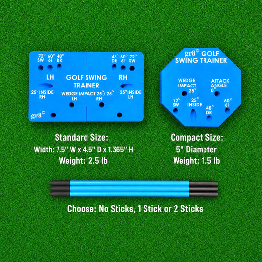 Golf Swing Trainer Weighted Brick with Optional Alignment Sticks - Foldable, Portable
