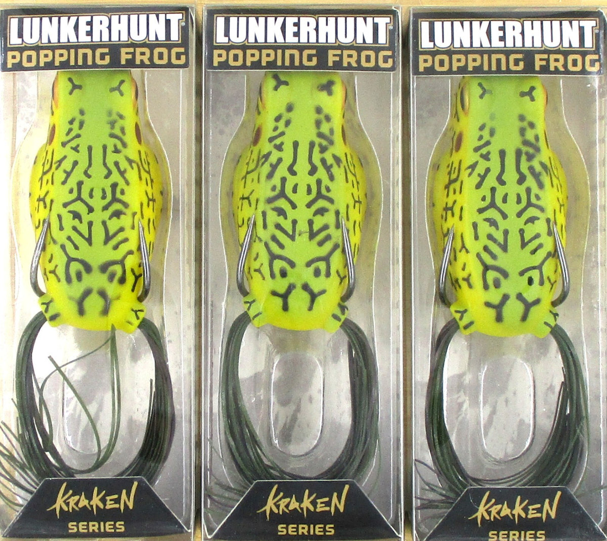 Lunkerhunt Hollow Body Topwater Popping Frog Lure - 2.5 Inch, 1/2 Oz, Pack of 3