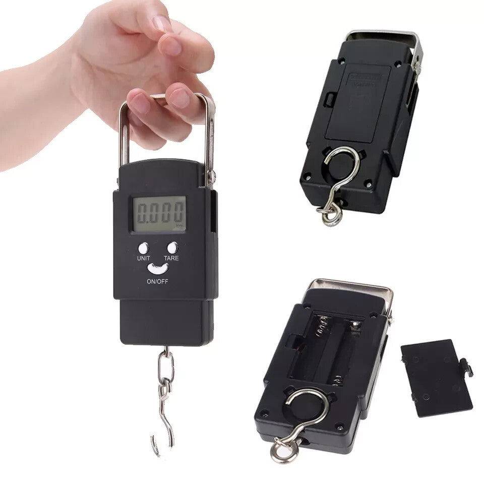 Digital Fishing Scale 50kg Portable Luggage & Fish Weighing Scale with Retractable Tape