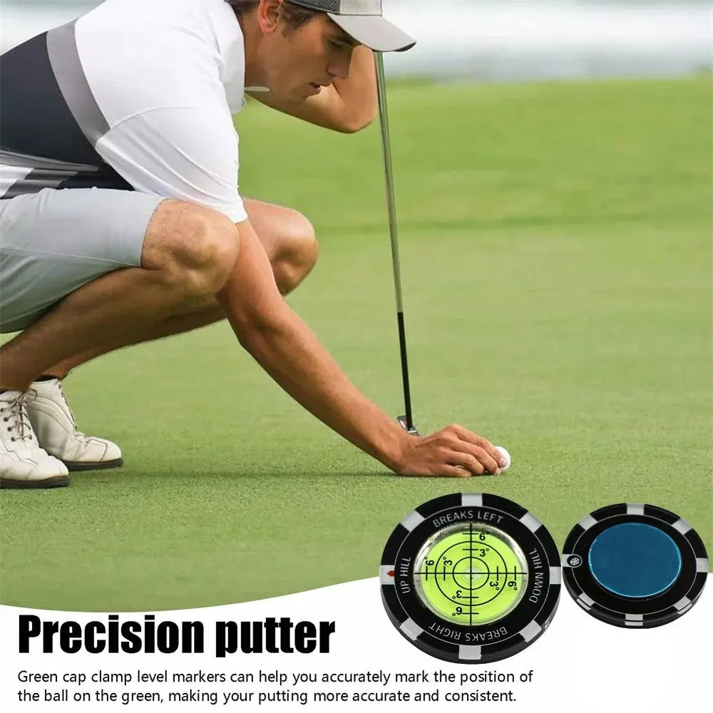 Golf Green Reading Tool with Ball Marker - Putting Aid & Bubble Level
