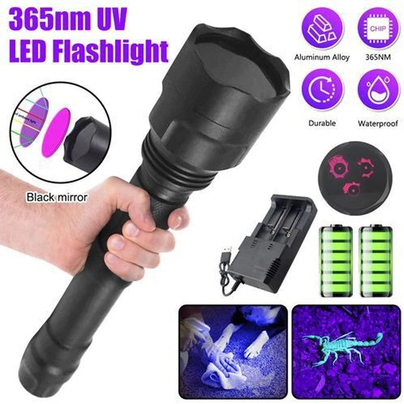Rechargeable UV Black Light Flashlight 15W 30W 160W for Inspection Detection