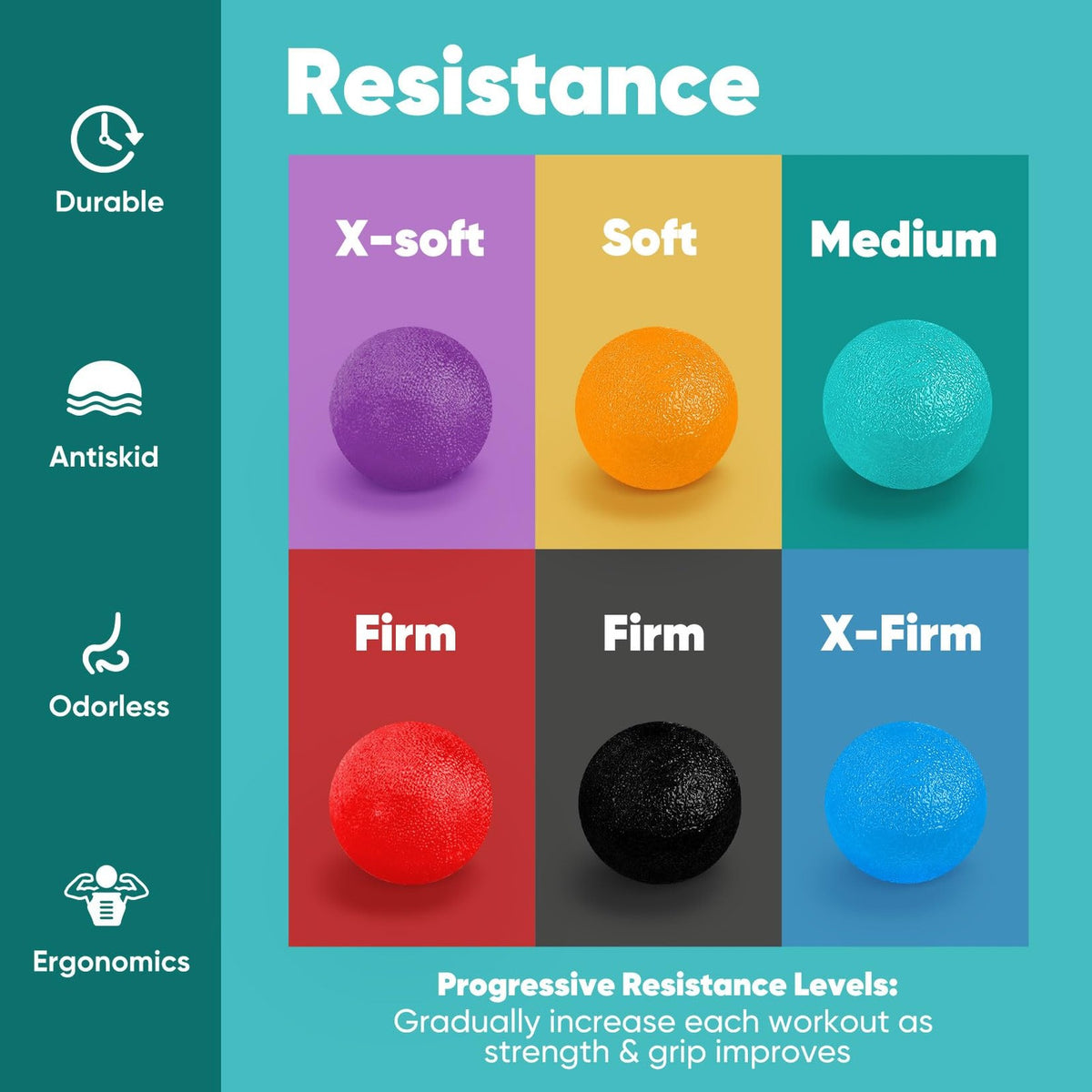 Stress Balls for Adults 6 Pack Large Hand Exercise Balls, 6 Colors