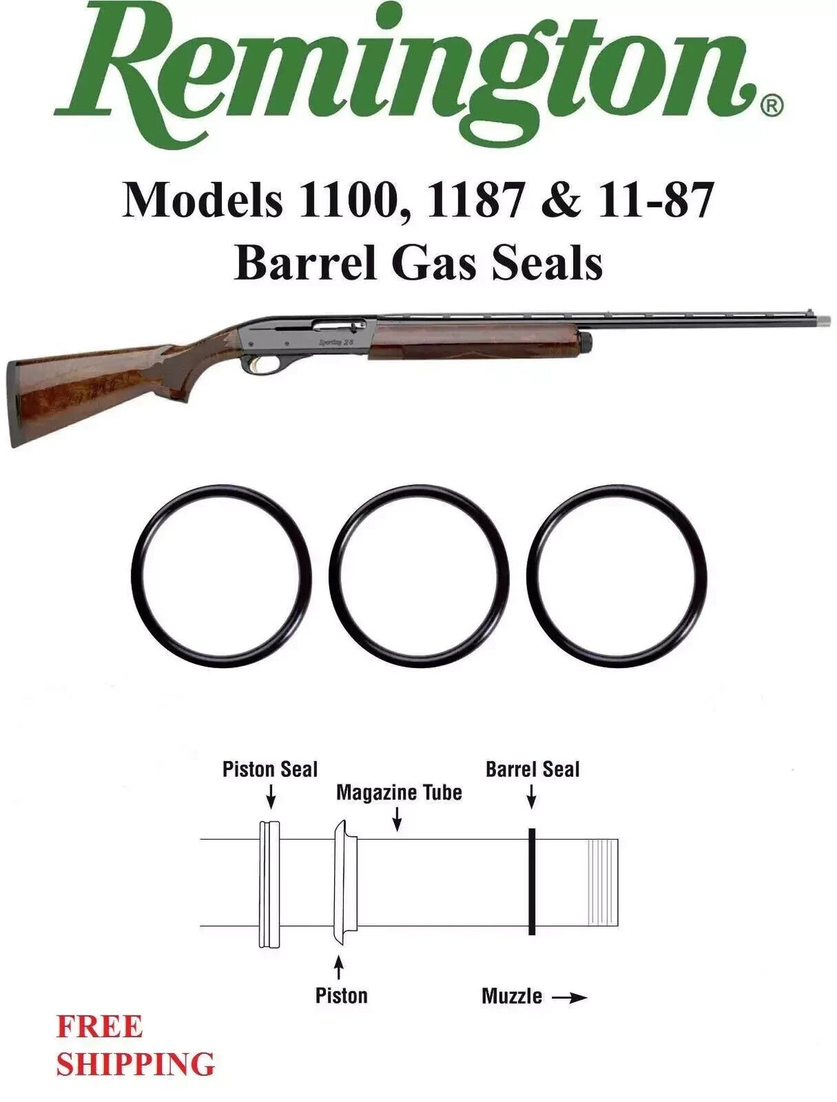6 Pack Gas Seal O-Rings for Remington 1100 11-87 Shotgun 12 Gauge Replacement