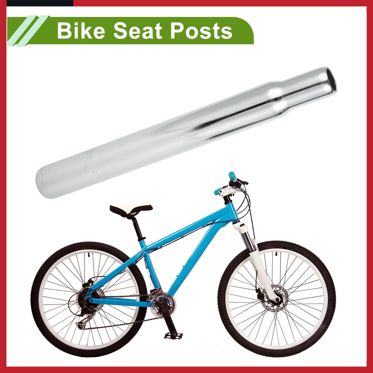 Bike Seat Post 27.2x250mm Steel Universal Bicycle Saddle Support - Silver