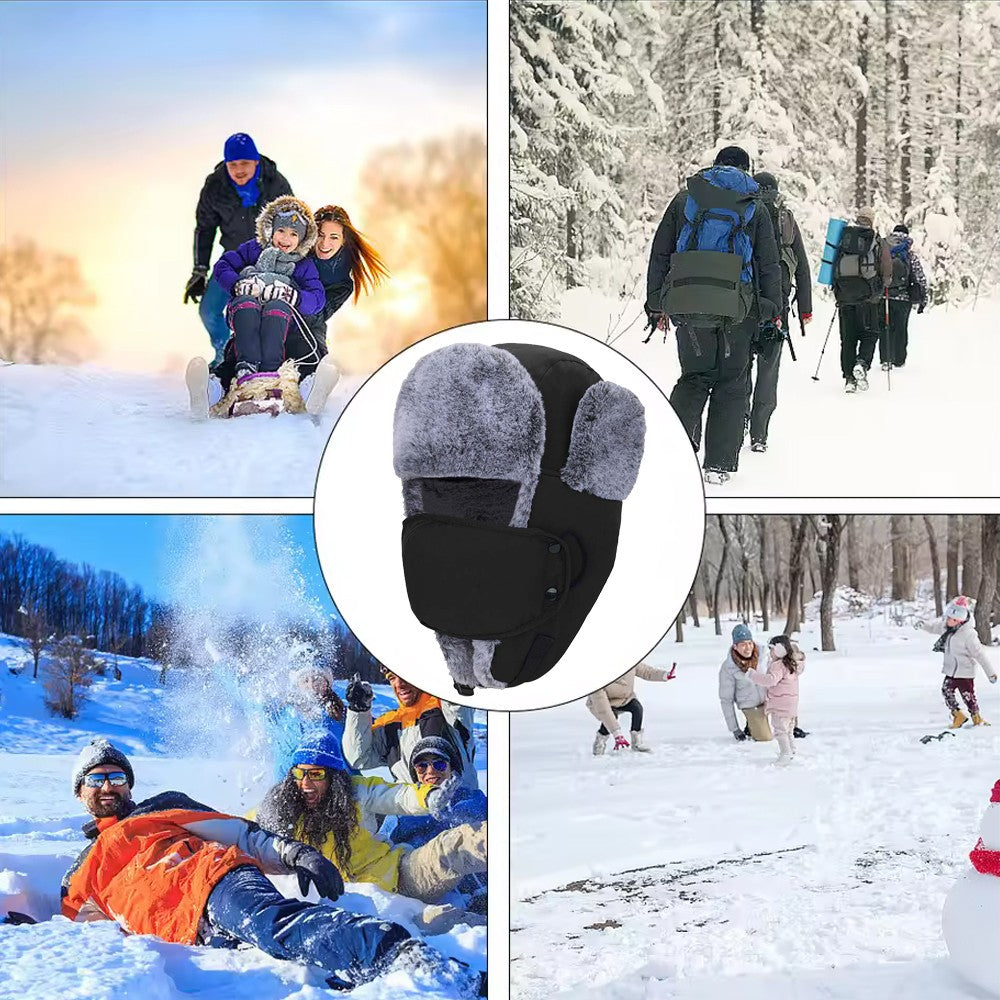 Unisex Winter Windproof Earflap Hat with Face Mask for Snow & Skiing