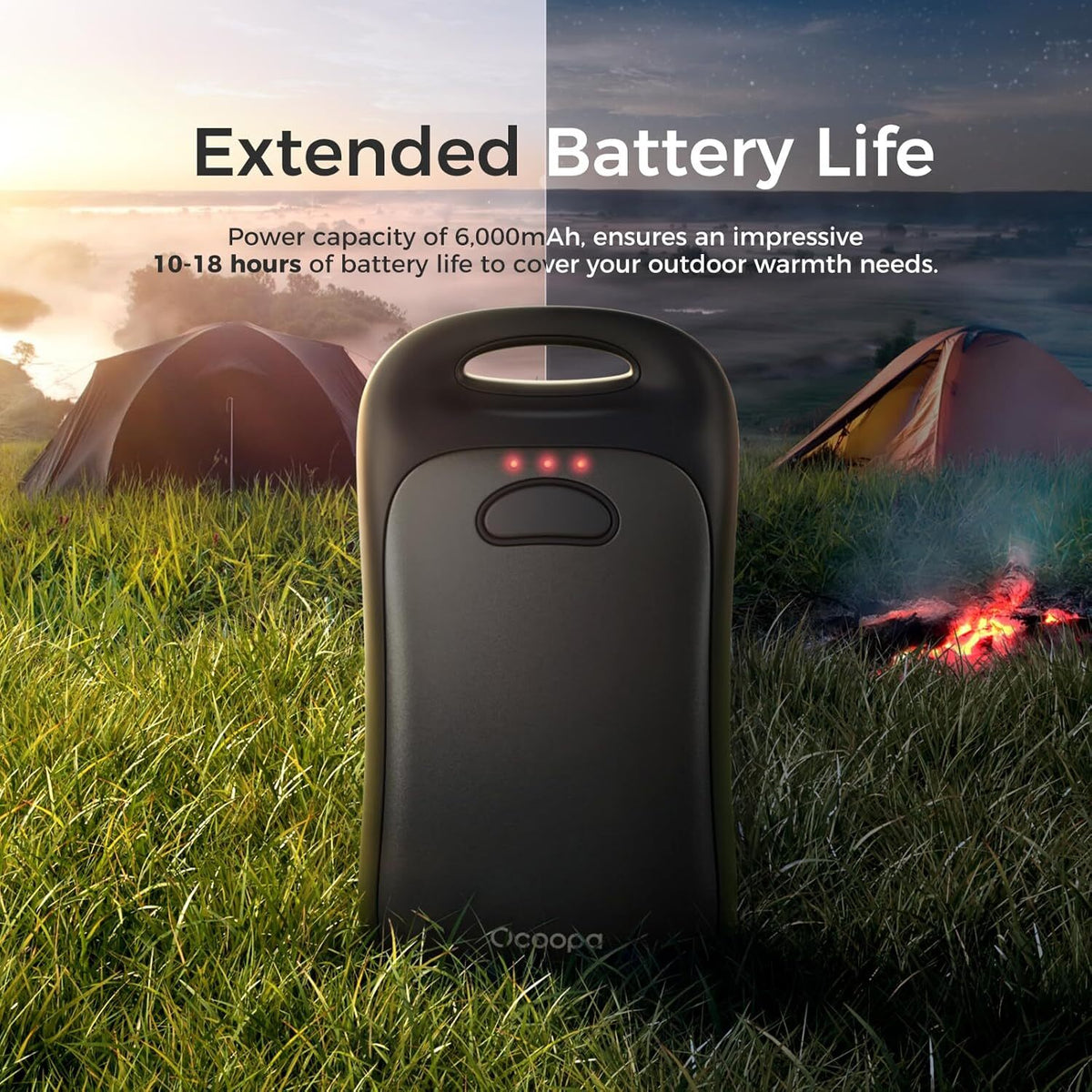 Rechargeable Portable Hand Warmer with Waterproof Heating for Outdoor Hiking and Camping