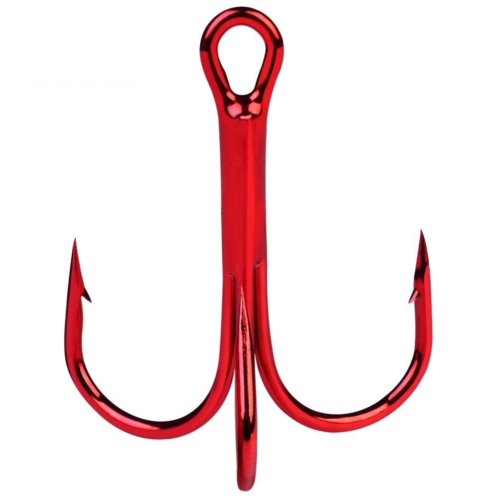 100PCS Carbon Steel Treble Fishing Hooks - Sharp and Durable Size Varieties