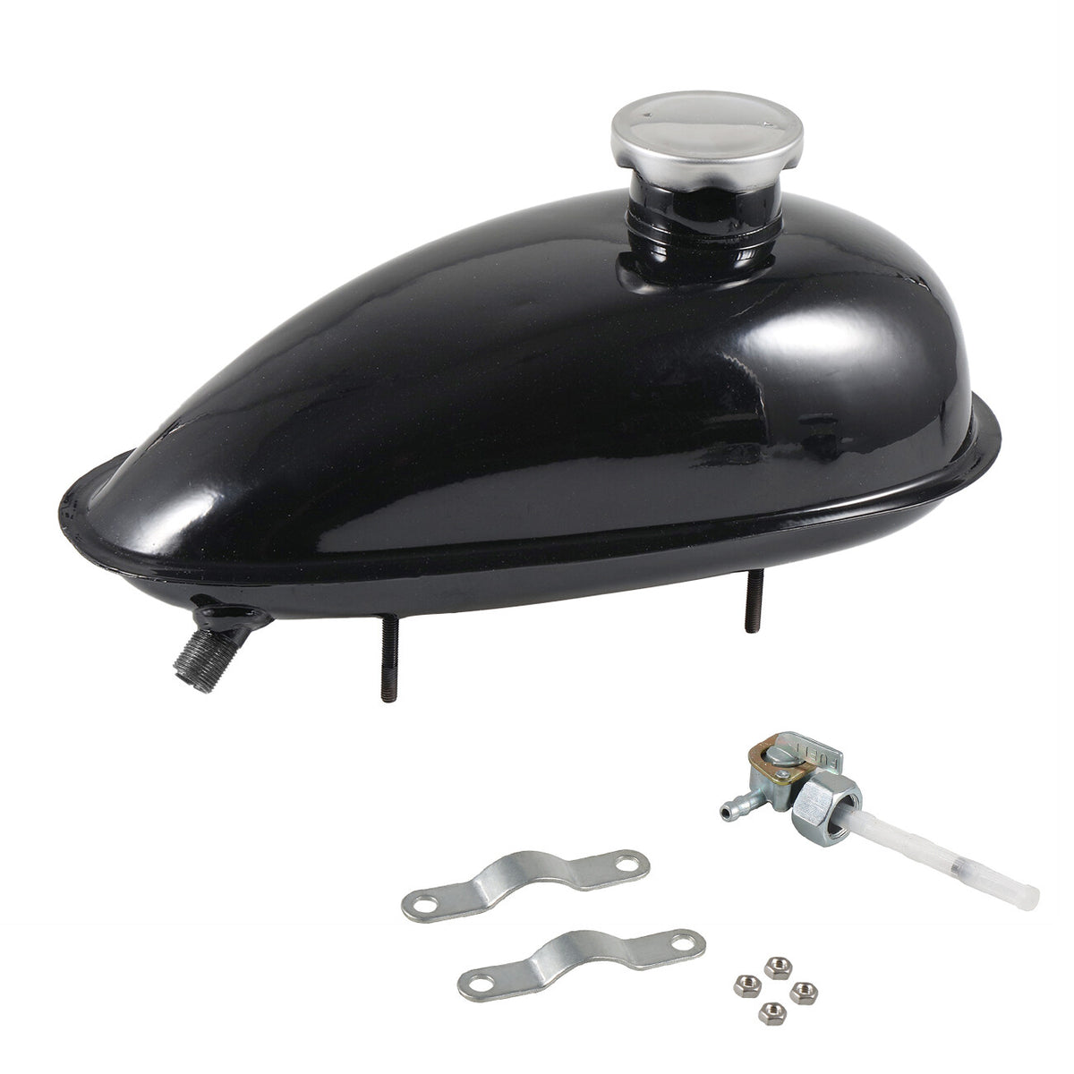 Motorized Bicycle Gas Tank with Cap and Petcock - 2L, 3L, 4L Capacity