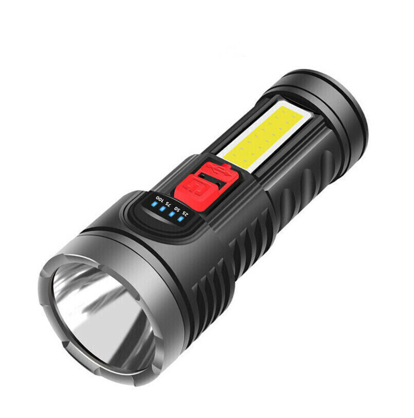 Rechargeable LED Tactical Flashlight - Waterproof Handheld Torch USB & Battery Included