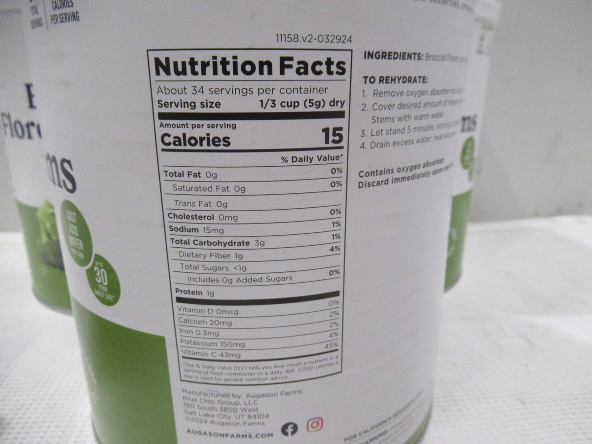Freeze-Dried Broccoli Florets & Stems - 6 oz, Long Shelf Life, No Prep