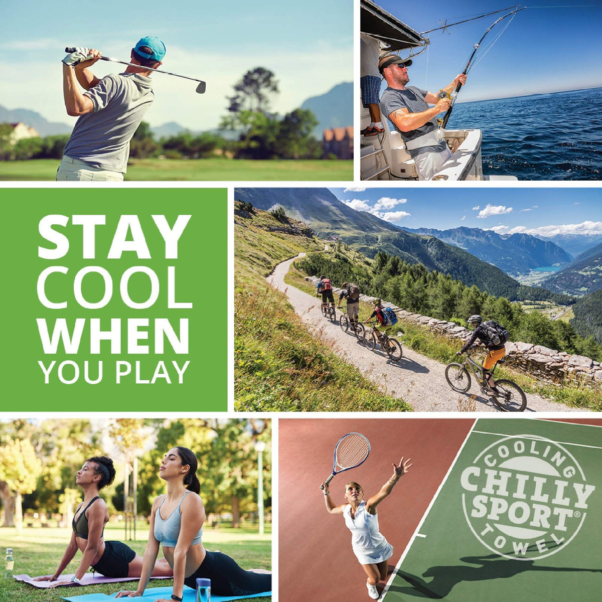 Cooling Neck Wrap & Head Band for Outdoor Activities - HiVis Green